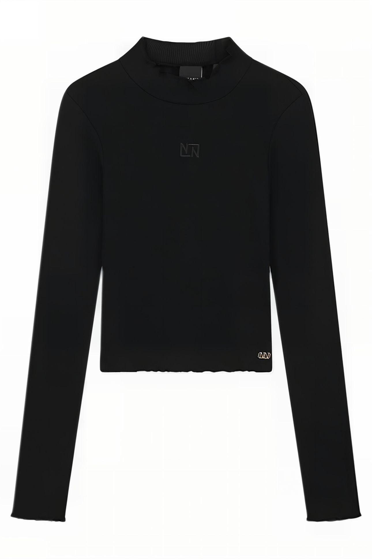 RIB TOP TURTLE LS CROPPED BLACK 1