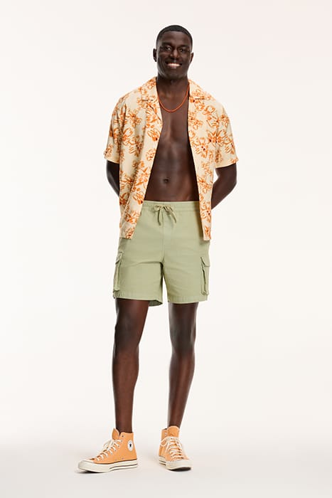 MEN SHORTSLEEVE WASHED FLOWER LIGHT BEIGE 7