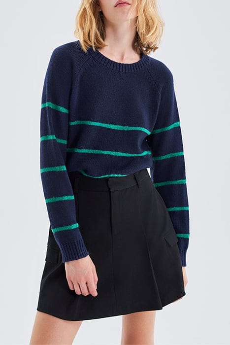 NAVY KNIT SWEATER WITH GREEN STRIPES 1