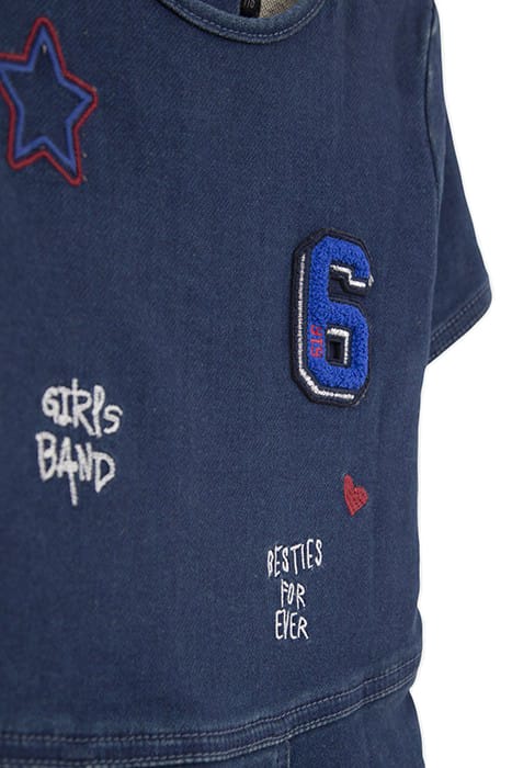 GIRLS’ RAW DENIM EMBROIDERED SKATER DRESS 4