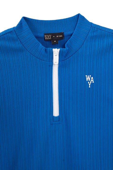 GIRLS' BLUE ZIPPED RIBBED T-SHIRT 3
