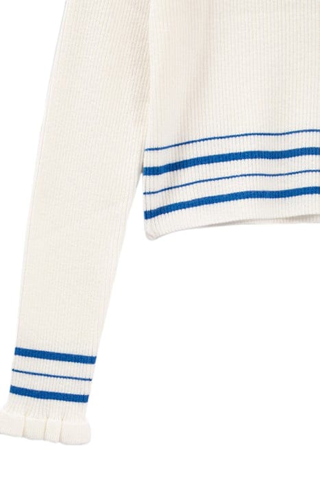 GIRLS’ WHITE KNIT SWEATER WITH BLUE STRIPES 4