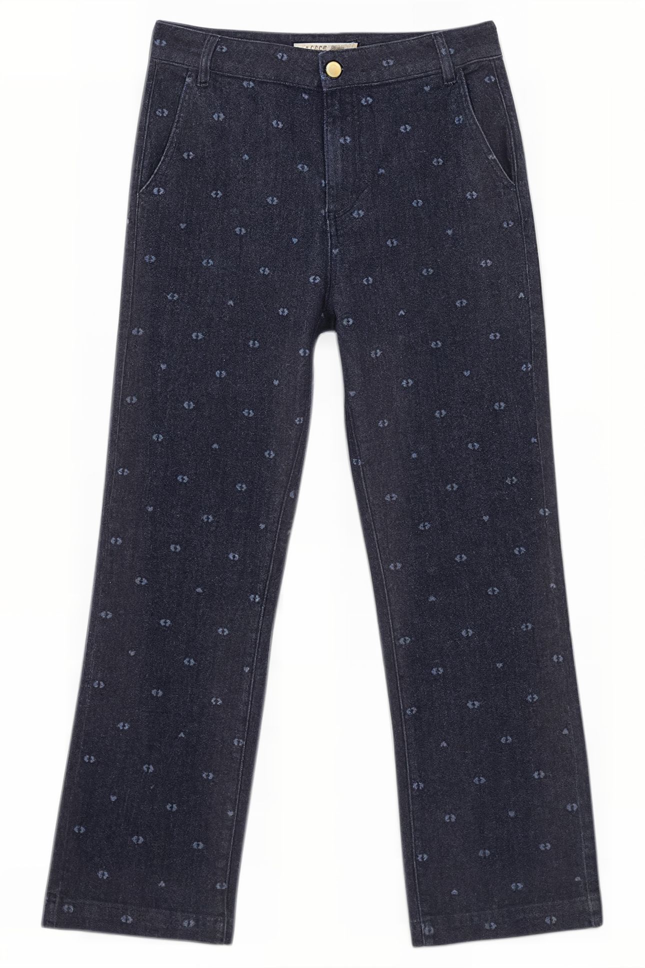 RAW DOUBLE HEART MONOGRAM PRINT FLARED JEANS 1