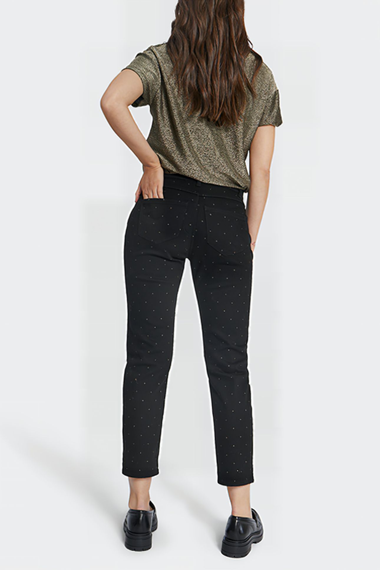 BLACK BOYFIT JEANS WITH GOLD POLKA DOTS 2