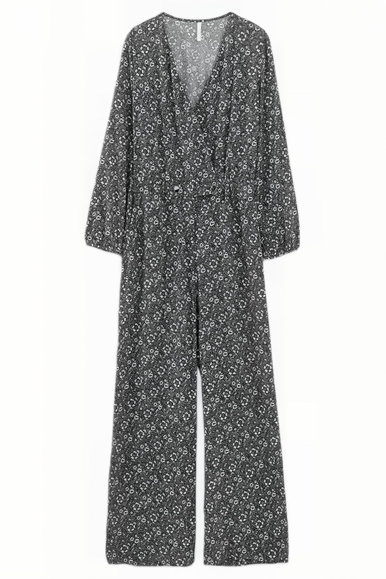 BLACK GRAPHIC FLOWER PRINT JUMPSUIT 1