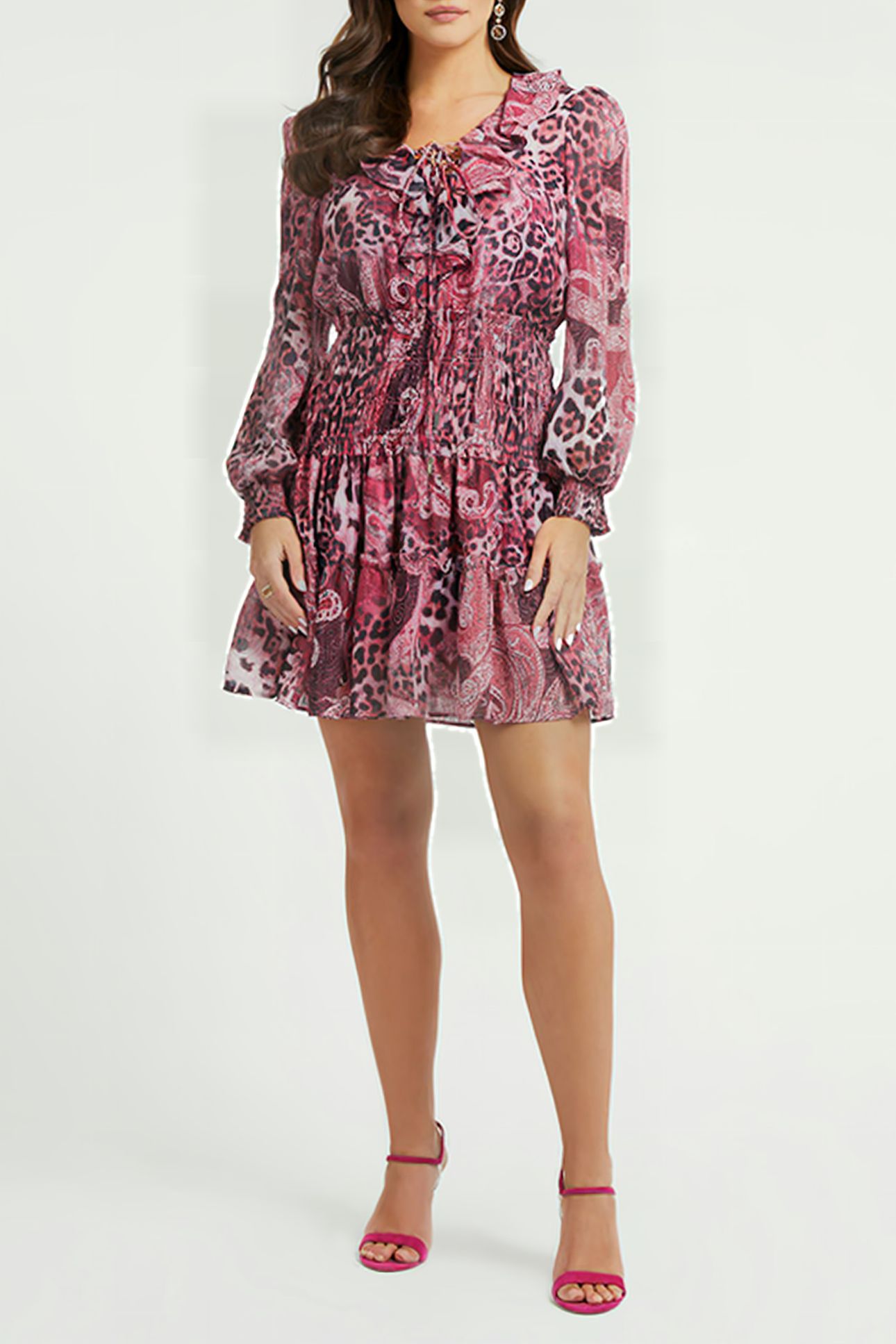 GUESS ECO LS LACE UP FLARED LU PURPLE KASHMIR PRINT 3