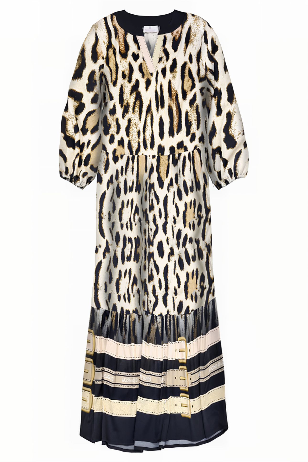 DRESS SAN RAFAEL LONG LEOPARD BLUE, ECRU 1