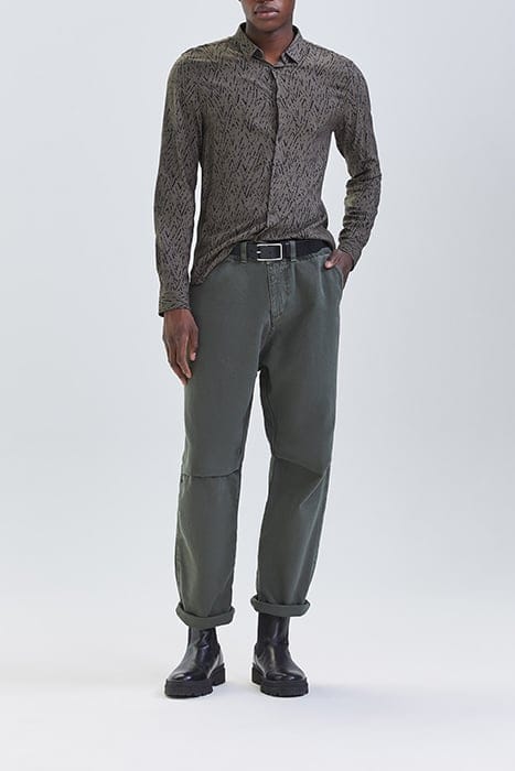 KHAKI LENZING™ ECOVERO™ CHEVRON SLIM SHIRT KHAKI 3