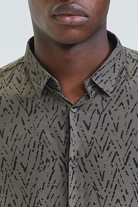 KHAKI LENZING™ ECOVERO™ CHEVRON SLIM SHIRT KHAKI 4