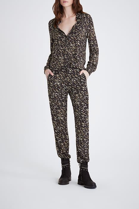 BLACK FUSAIN PRINT FLOWING TROUSERS BLACK 3