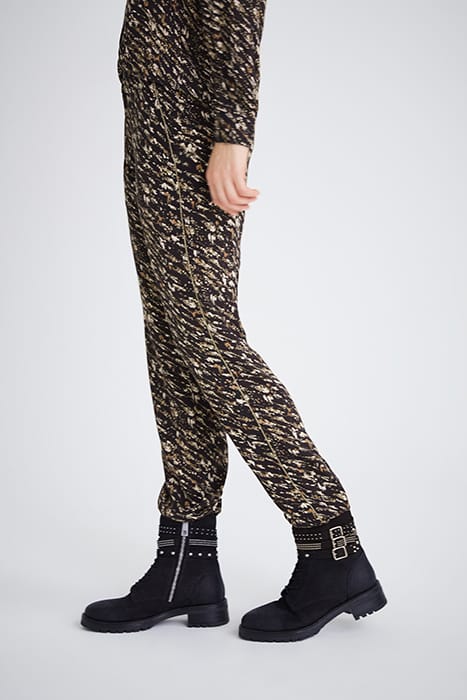 BLACK FUSAIN PRINT FLOWING TROUSERS BLACK 5