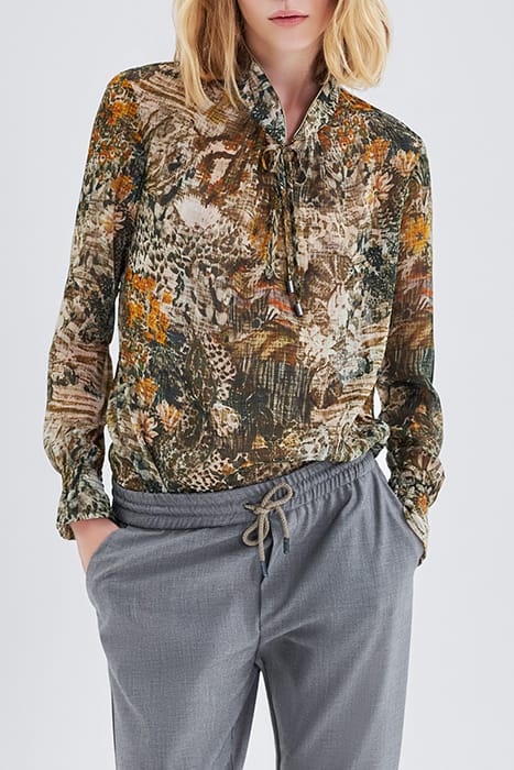 KHAKI LANDSCAPE PRINT BLOUSE KHAKI 1