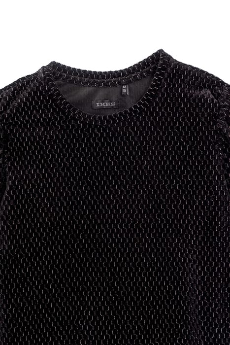 GIRLS’ BLACK TEXTURE, LUREX, JACQUARD VELVET KNIT T-SHIRT BL 3