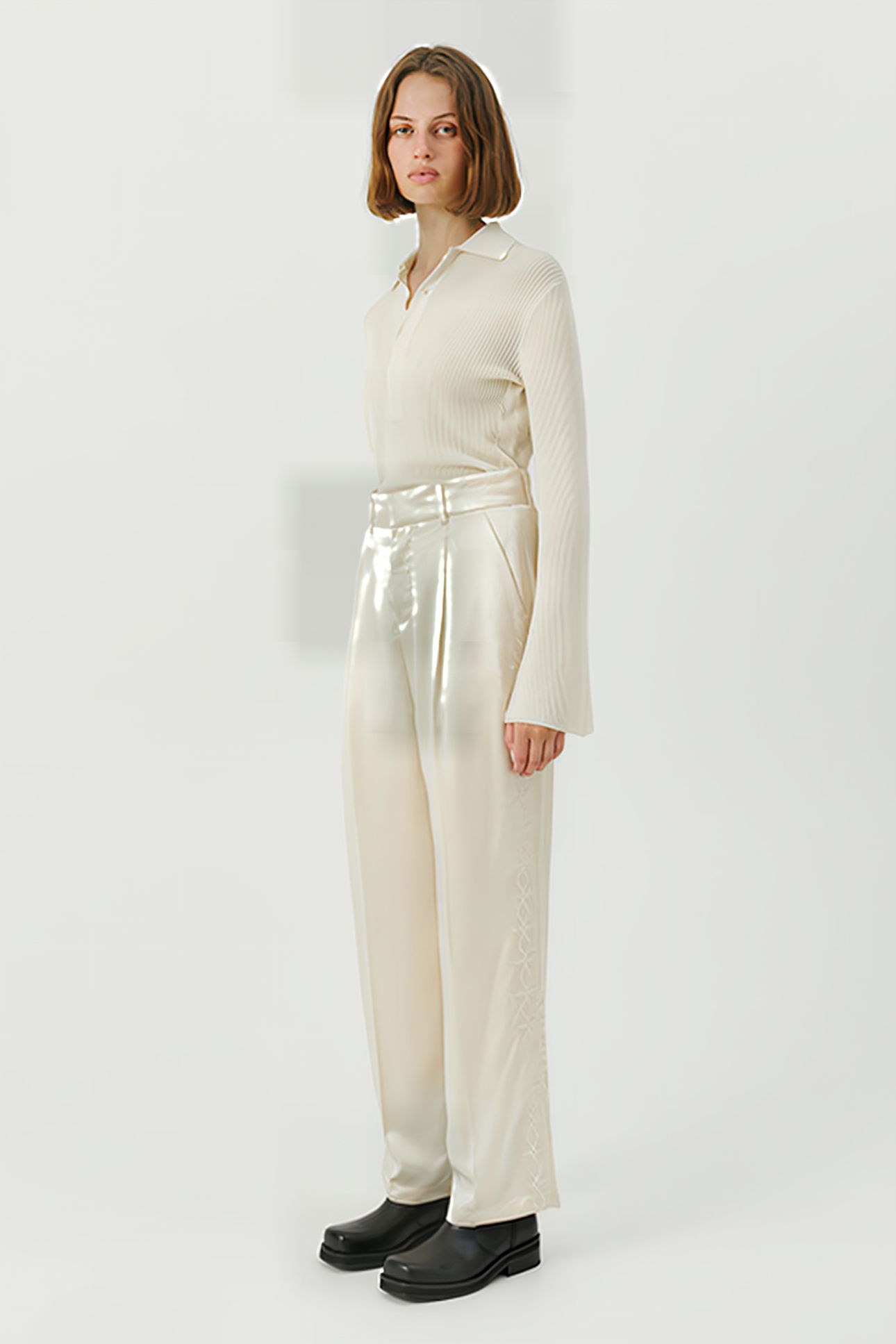 ULA EMBROIDED PANTS OFF WHITE 5