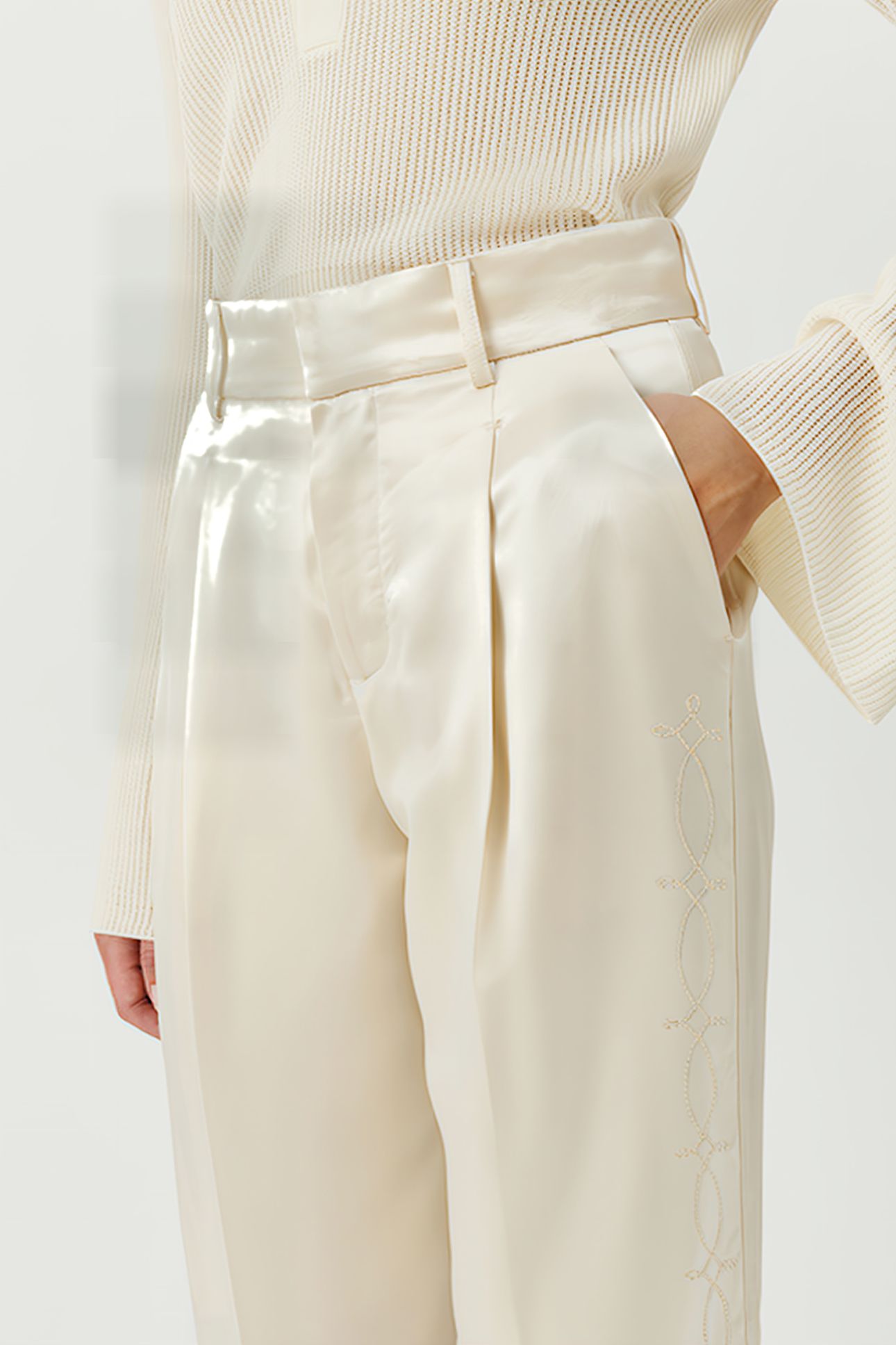 ULA EMBROIDED PANTS OFF WHITE 8