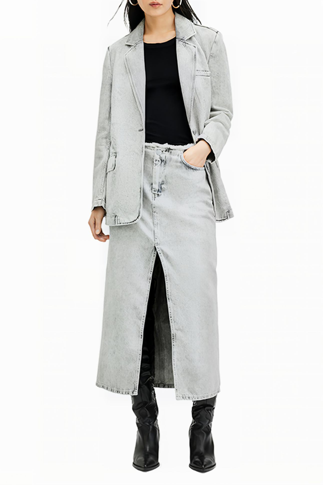 HONOR MAXI SKIRT SNOW GREY 2