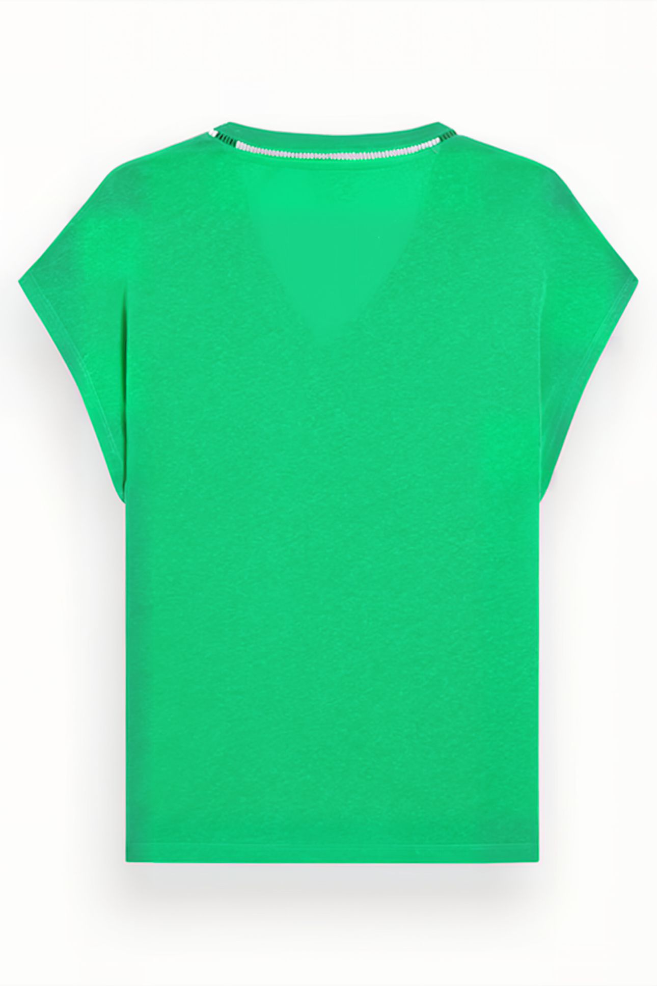 V-NECK LADDER DETAIL LOOSE FIT T-SHIRT SCUBA GREEN 2