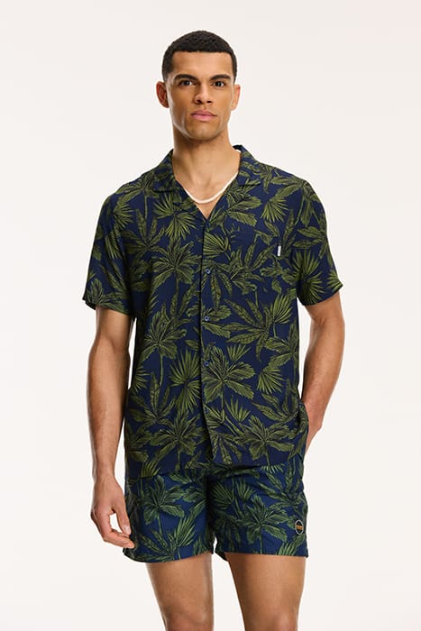 PALM LEAVES SHIRT ROYAL BLUE 1