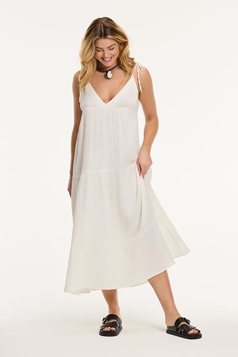 BOGOTA DRESS MOUSSELINE WAFFLE JET STREAM WHITE 1