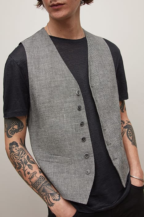 FRONT BODY DARTS VEST WITH WELT HIP POCK SEAL GREY 1