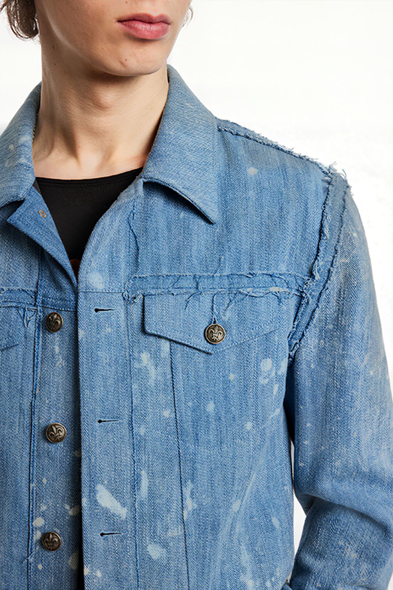 TRUCKER JACKET WITH RAW EDGES DUTCH BLUE 3