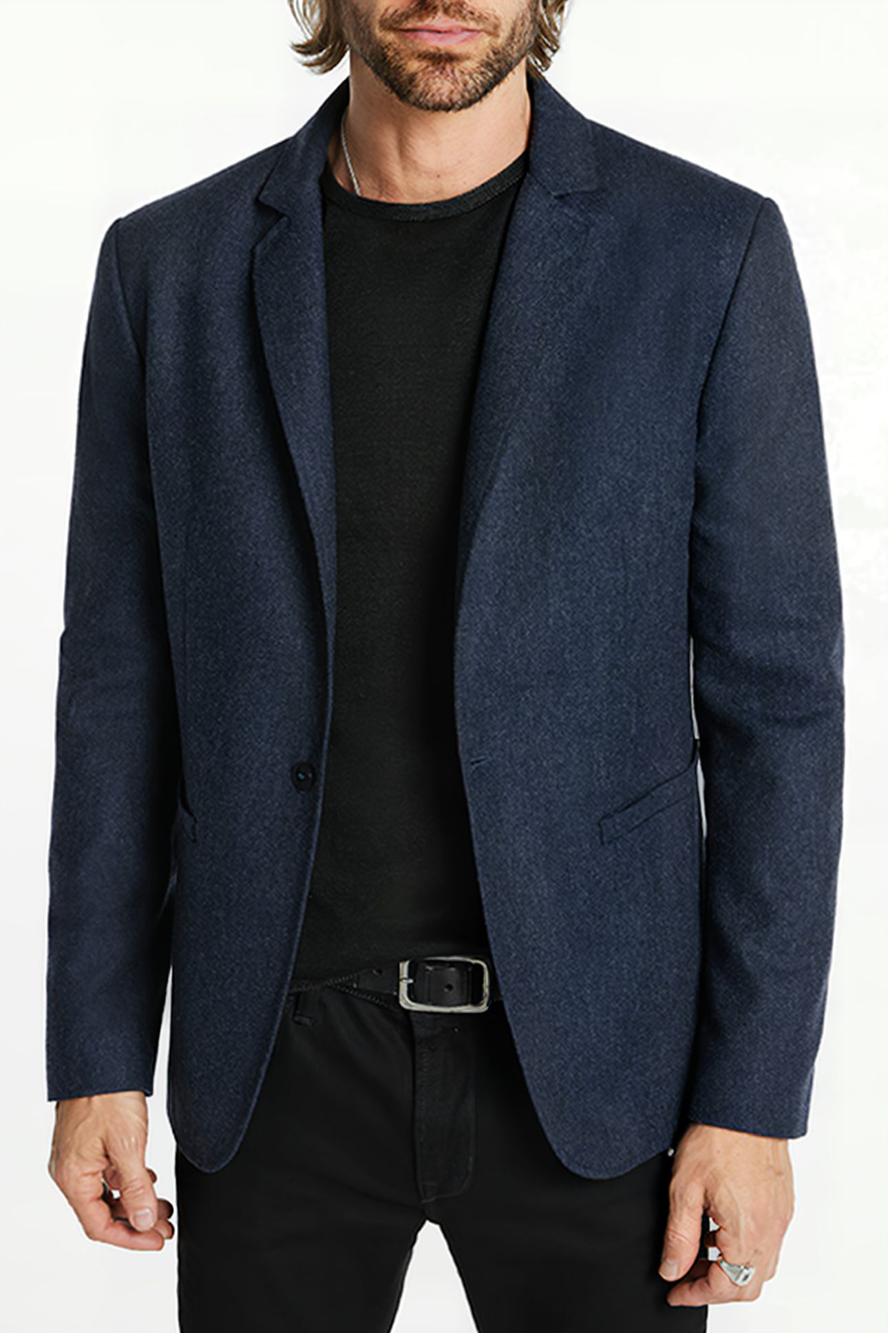 WILLET - ONE BUTTON SKINNY NOTCH LAPEL S NAVY 1
