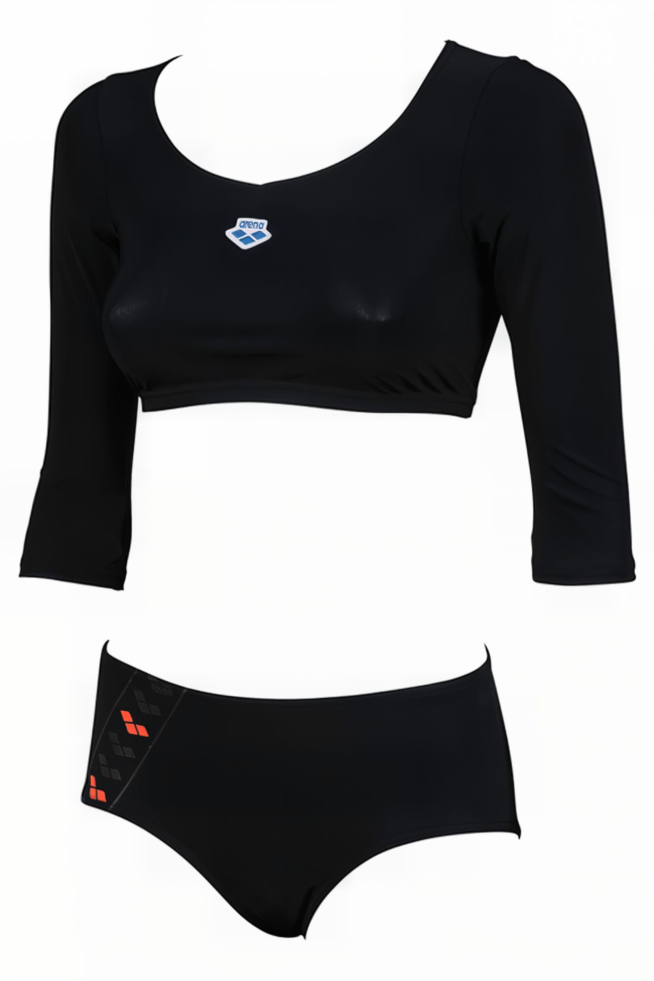 W ICONS TEAM STRIPE CROP TOP TWO PIECES BLACK 3
