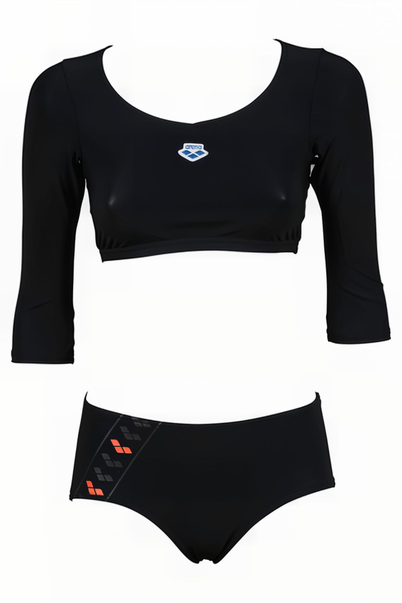 W ICONS TEAM STRIPE CROP TOP TWO PIECES BLACK 1