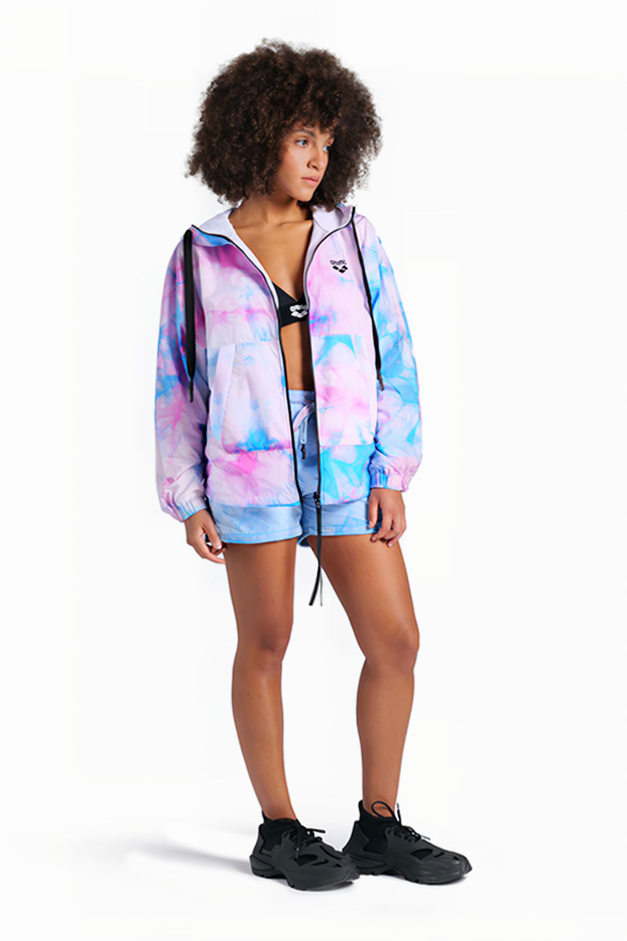 WOMEN'S HOODED JACKET MPH CYAN MULTI TIE&DYE 3