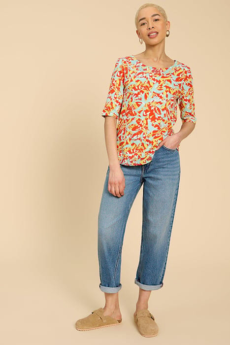 WEAVER JERSEY TOP ORANGE PRINTED 1