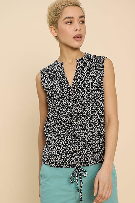 TULIP JERSEY SLEEVELE SHIRT BLACK PRINTED 1