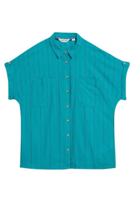 ELLIE COTTON BRODERIE SHIRT BRIGHT TEAL 1