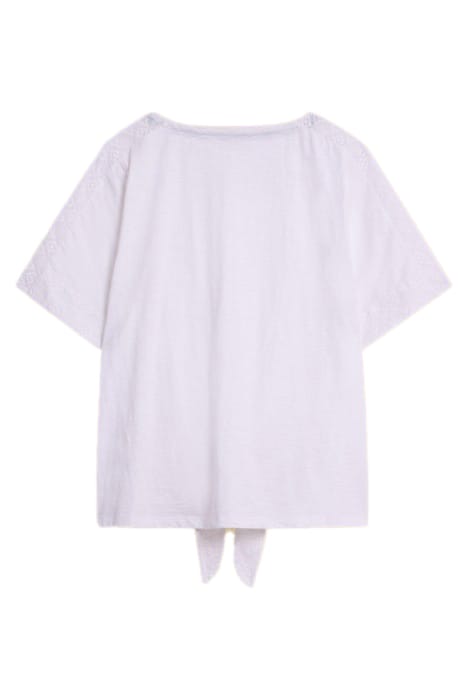 EMBROIDERED TIE HEM TOP BRILLIANT WHITE 3