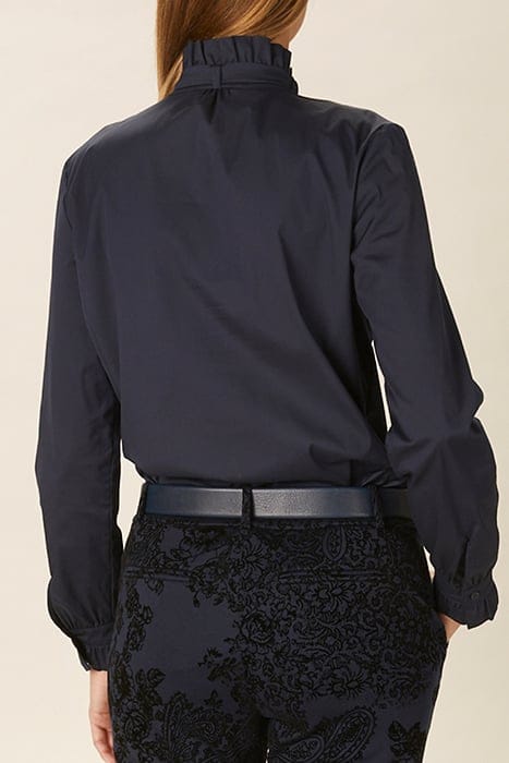 COTTON BOW TIE SHIRT IN BLUE 2