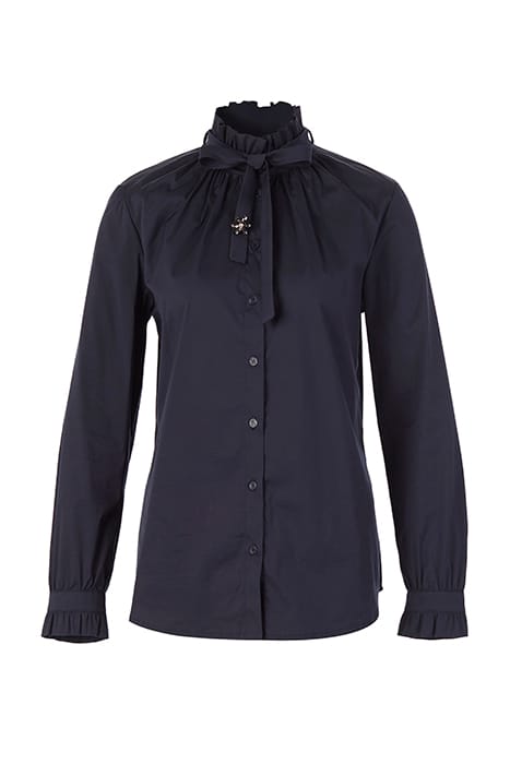 COTTON BOW TIE SHIRT IN BLUE 4