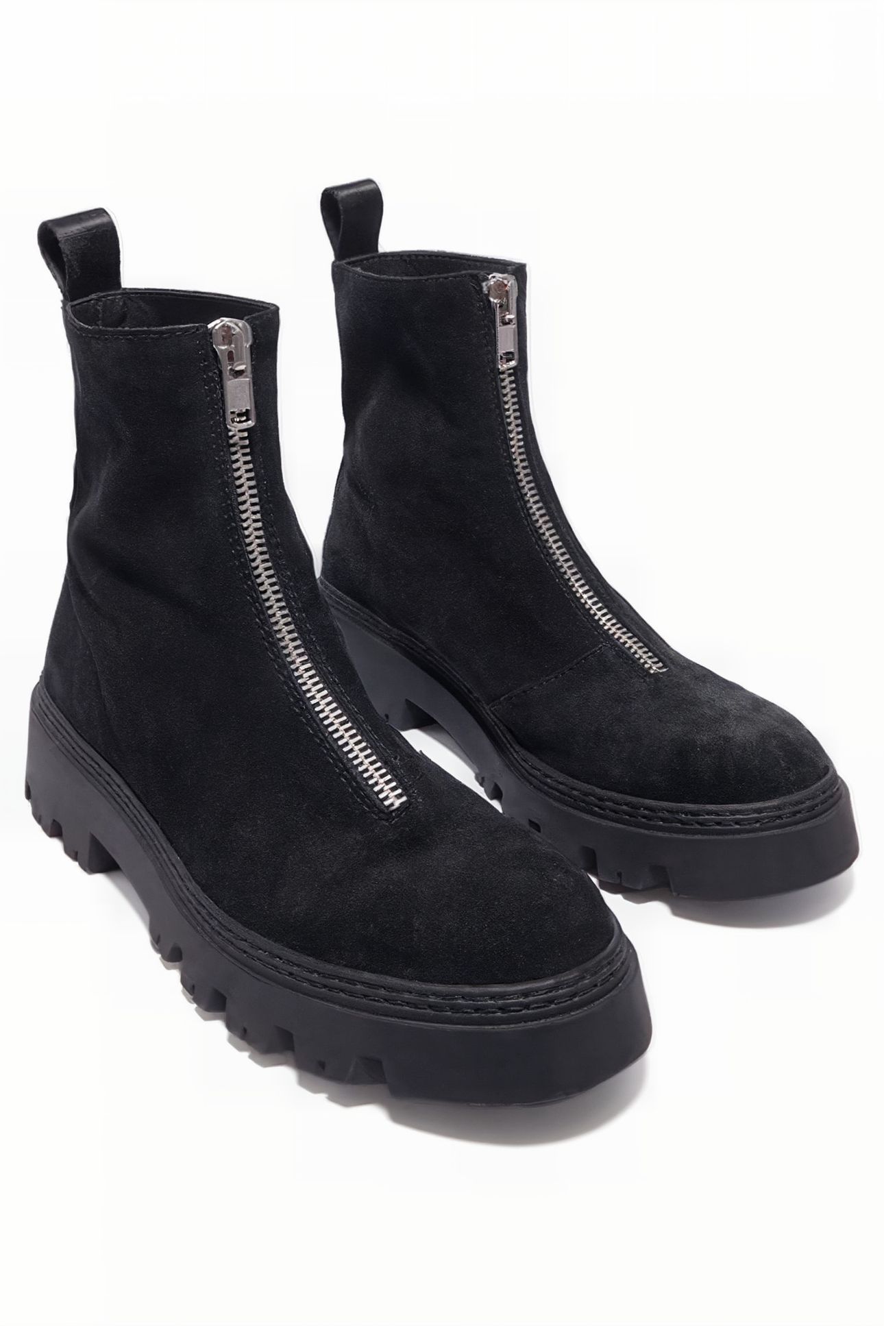 BLACK SPLIT LEATHER ANKLE BOOT 2