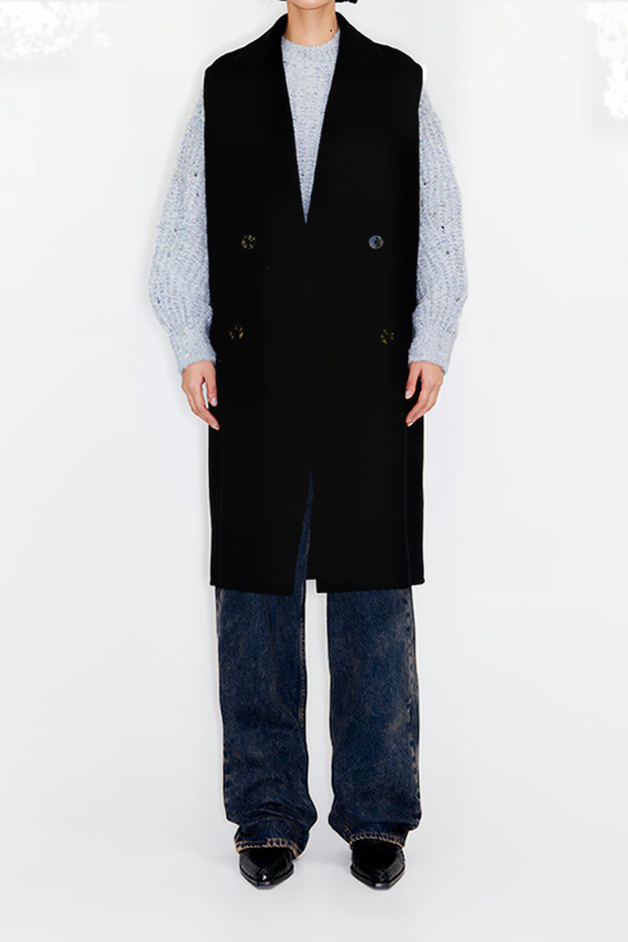 BLACK DOUBLE-FACE TAILORED VEST 1