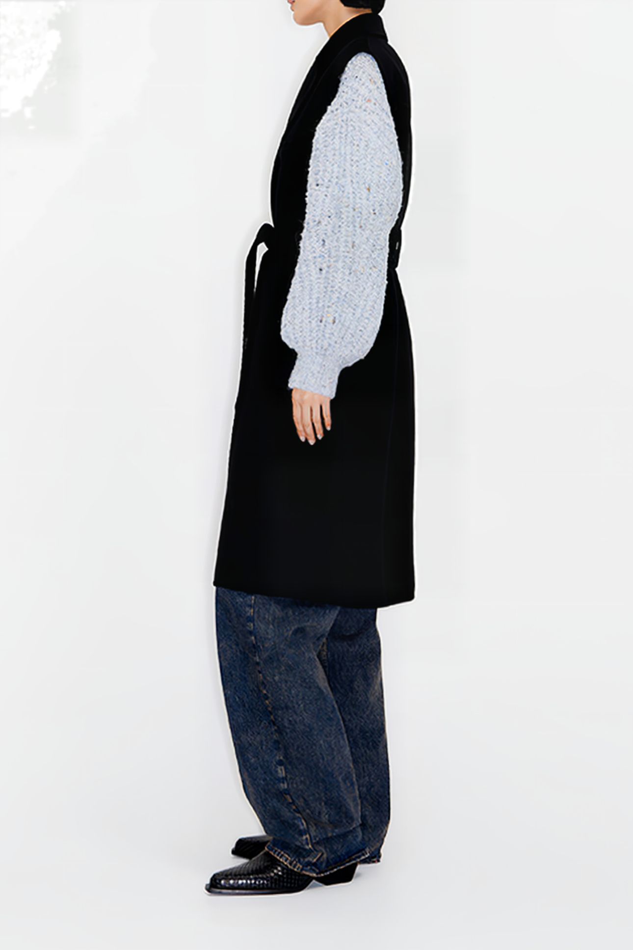 BLACK DOUBLE-FACE TAILORED VEST 4