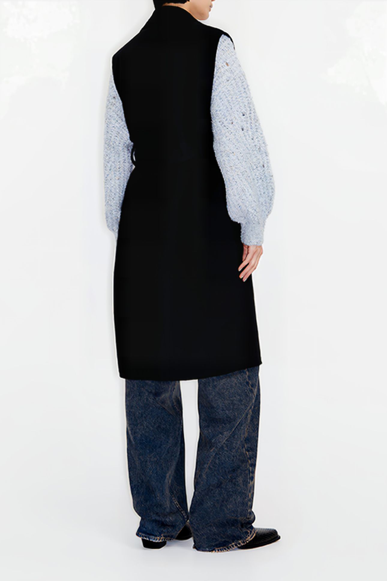BLACK DOUBLE-FACE TAILORED VEST 2