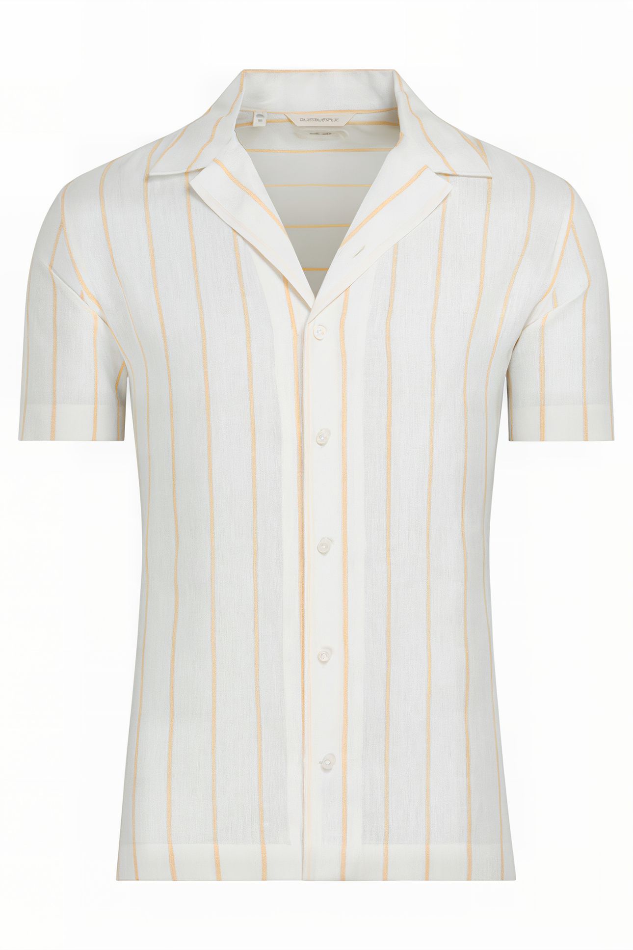 YELLOW STRIPED CAMP COLLAR SLIM FIT SHIRT 4