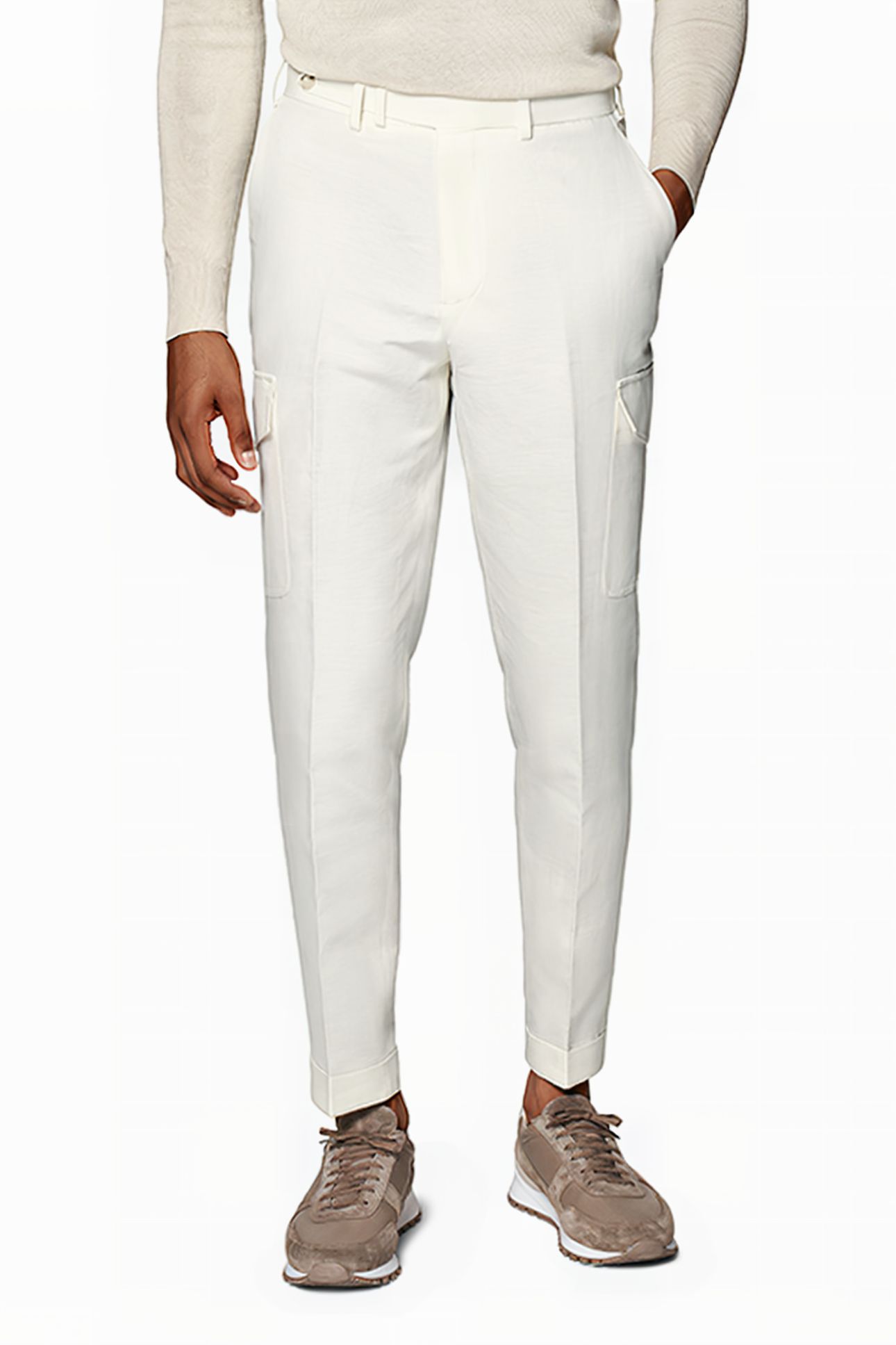 WHITE WIDE LEG TAPERED TROUSERS 1