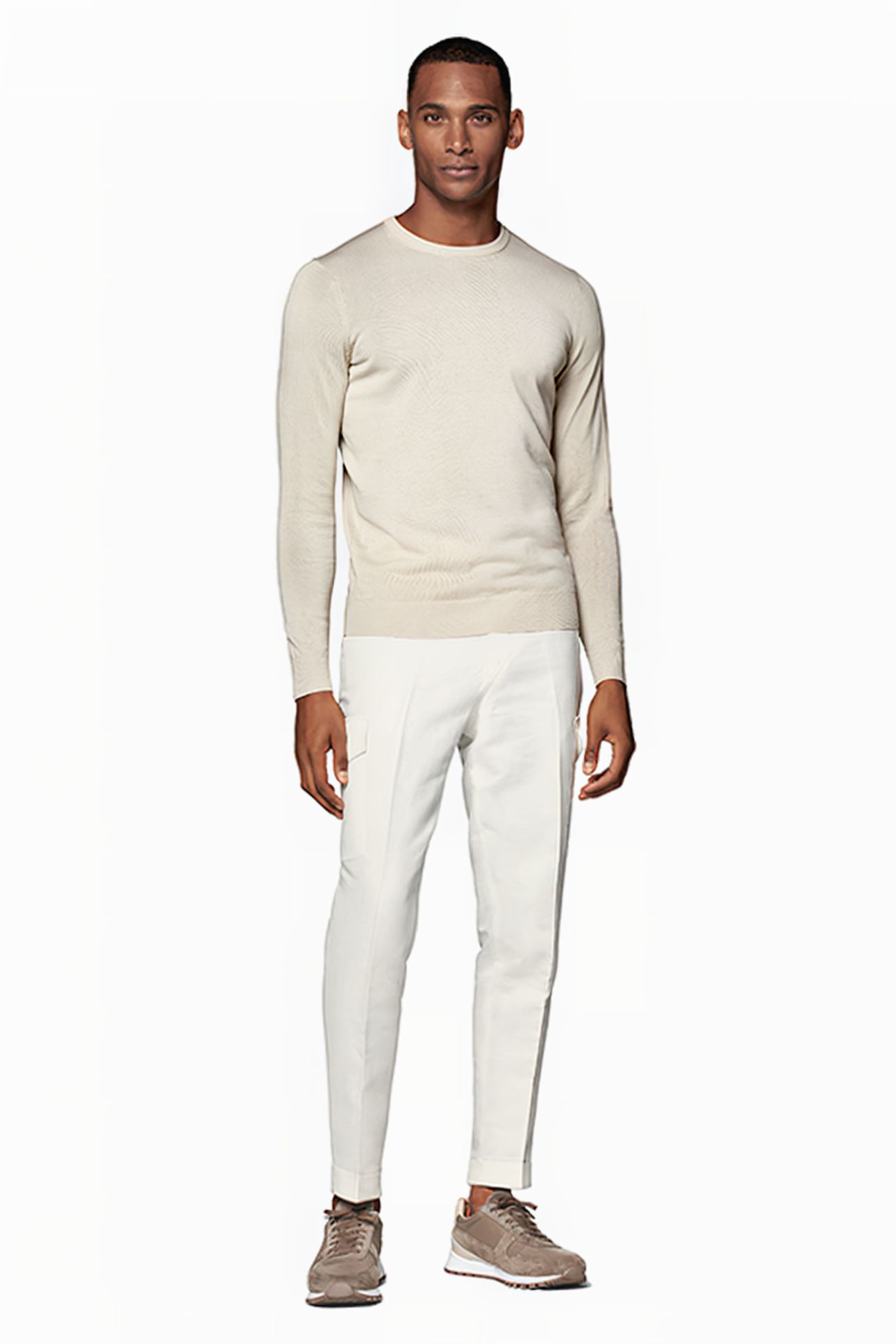 WHITE WIDE LEG TAPERED TROUSERS 3