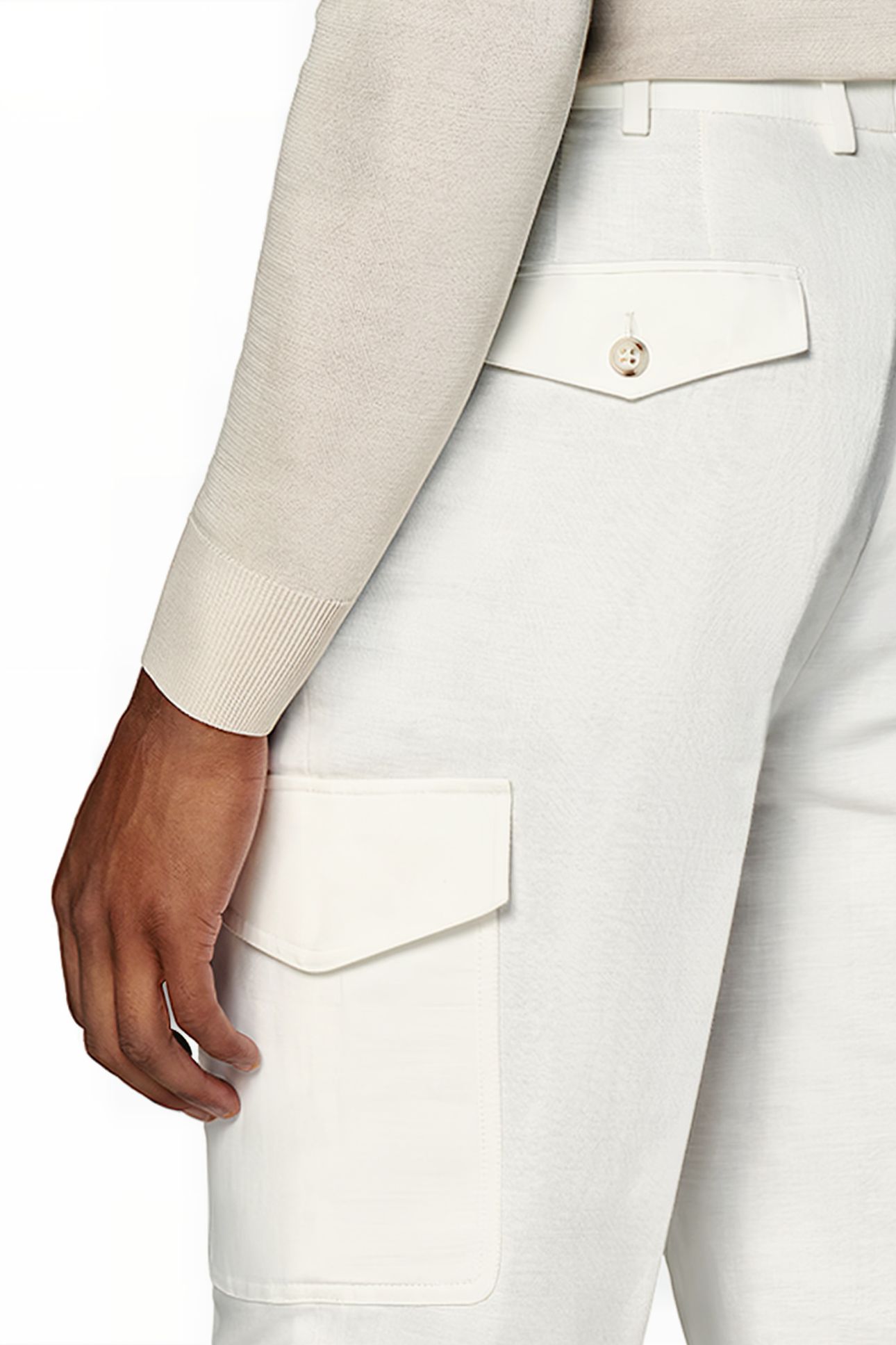 WHITE WIDE LEG TAPERED TROUSERS 6