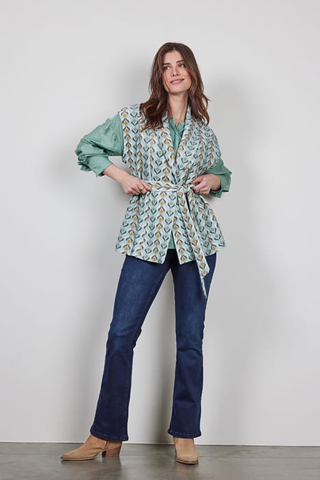 SLEEVELESS VEST DIAM PRINT GRANITE GREEN WITH TROY PRINT 1