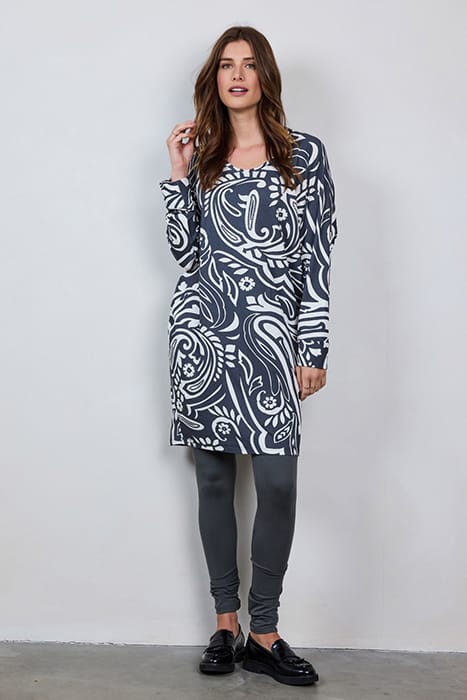 COMFY LOOSE DRESS PRINTED 3/4 DARK SHADOW WITH GRANDEUR PRIN 2