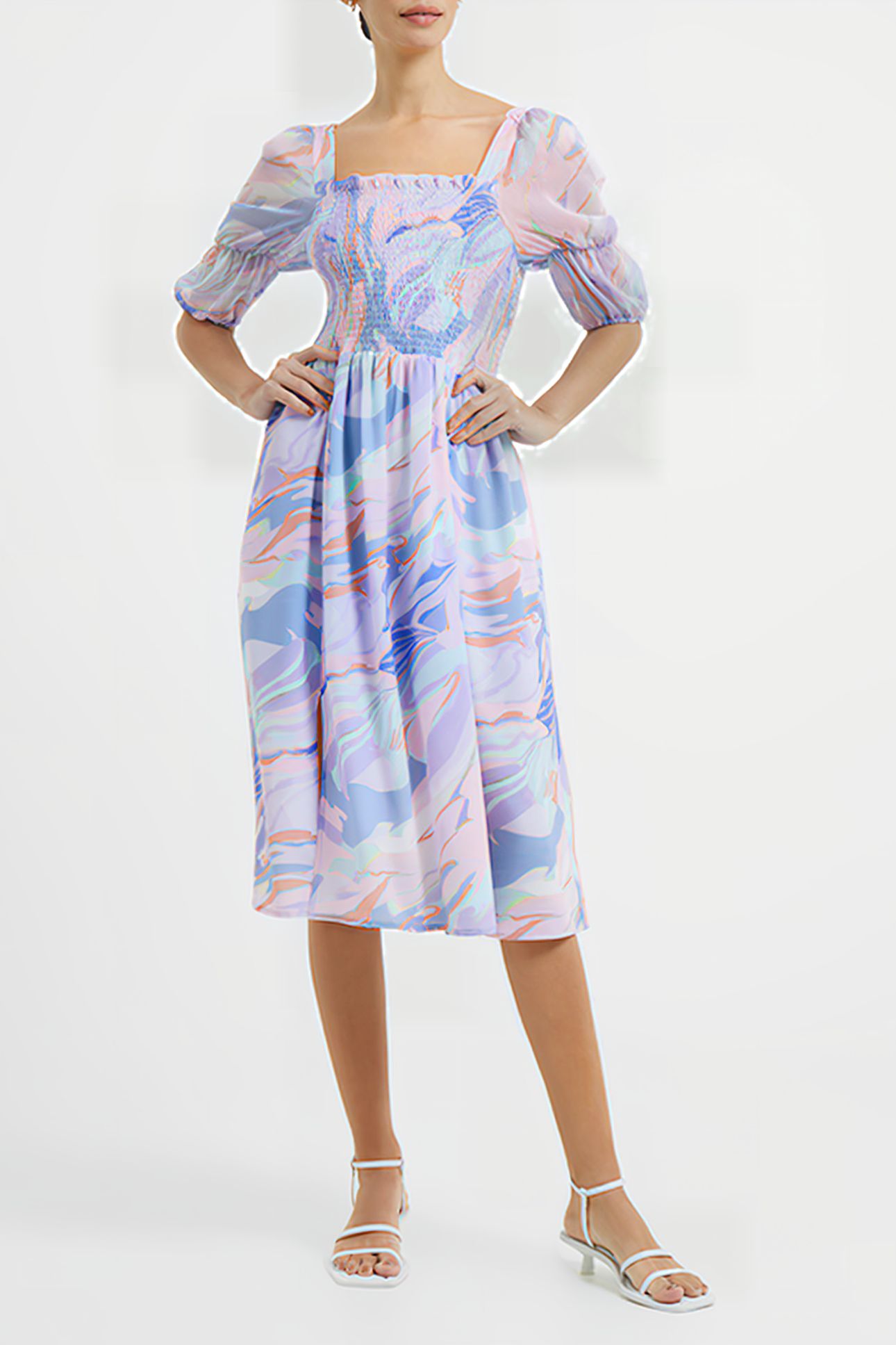 DALLA VERONA SMOCKED MIDI DRES BLUE 1