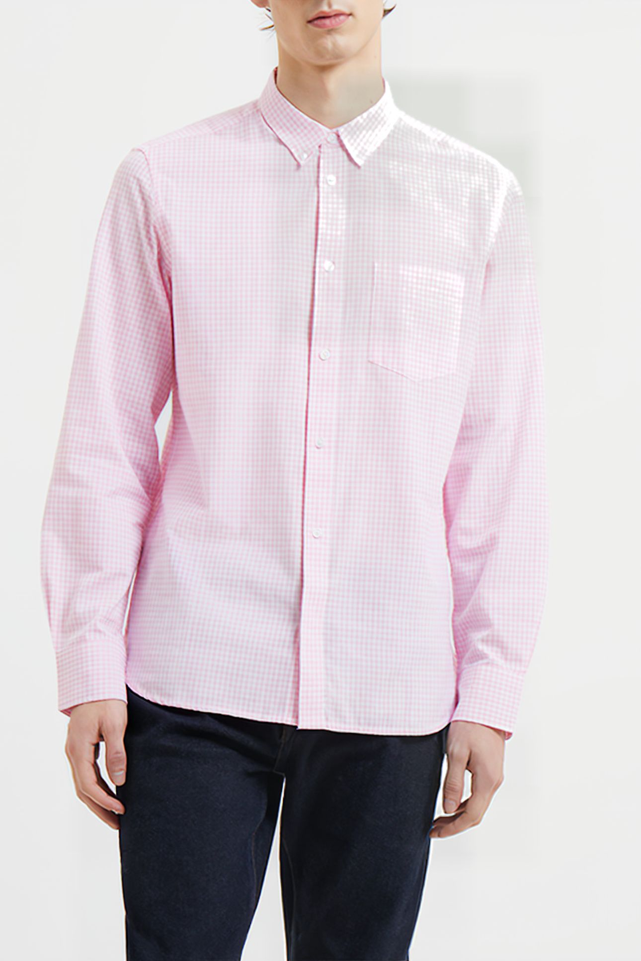 CHECKED AND STRIPE POCKET LS RED 1