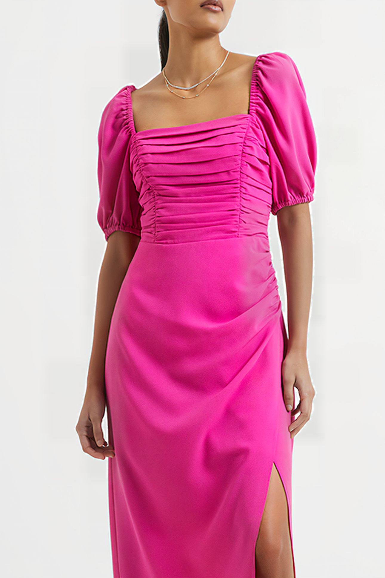 AFINA VERONA RUCHED MIDI DRESS RED 3