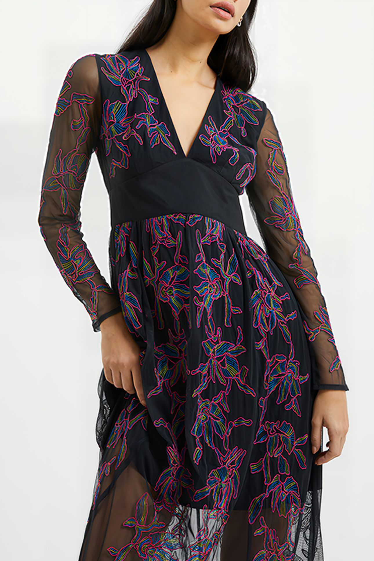 EMILIA EMBROIDERED MXI DRESS BLACK 4