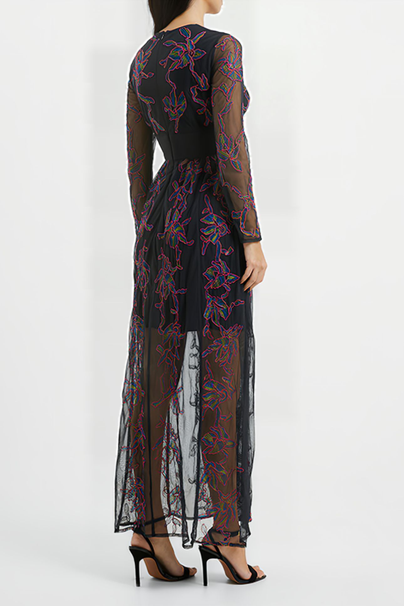 EMILIA EMBROIDERED MXI DRESS BLACK 2